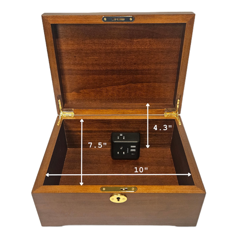Smart Hub Gear Acacia Wood Locking Charging Station 11in