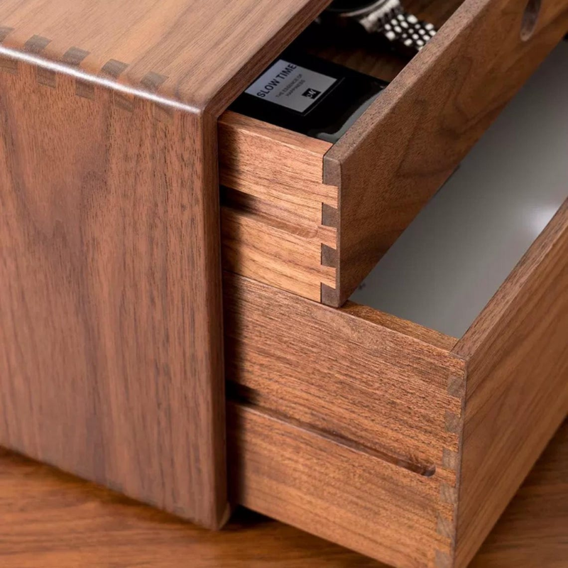 Smart Hub Gear Walnut Desktop Storage Box with Drawers 13.78in