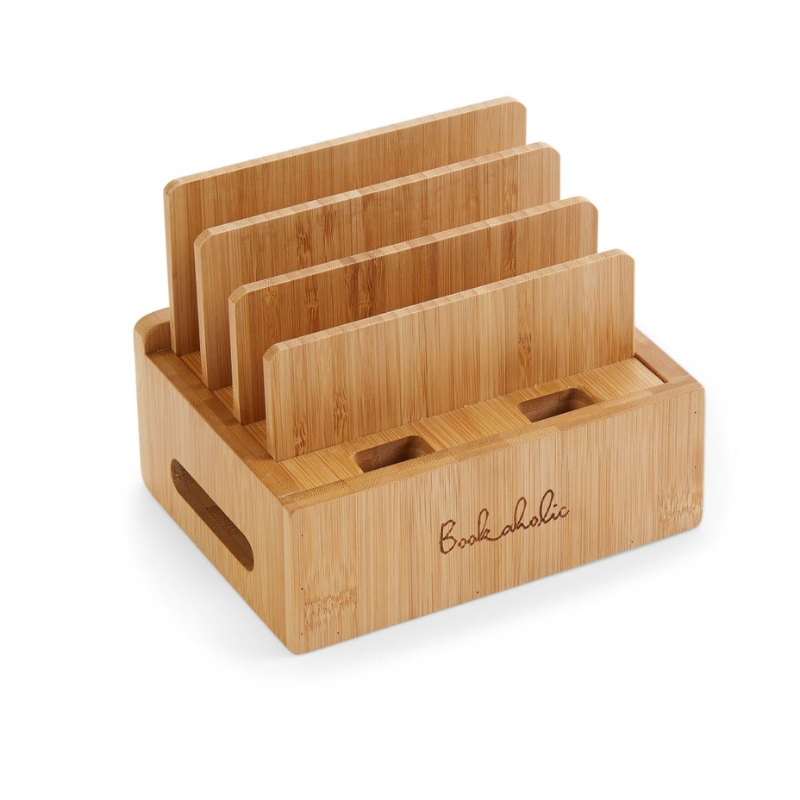 Smart Hub Gear Bamboo Charging Station Cord Organizer 6.5in