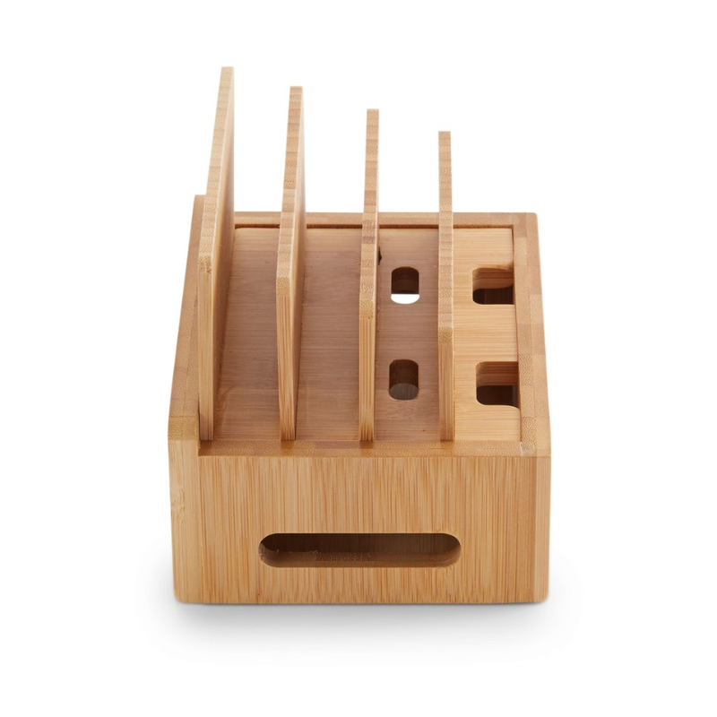 Smart Hub Gear Bamboo Charging Station Cord Organizer 6.5in