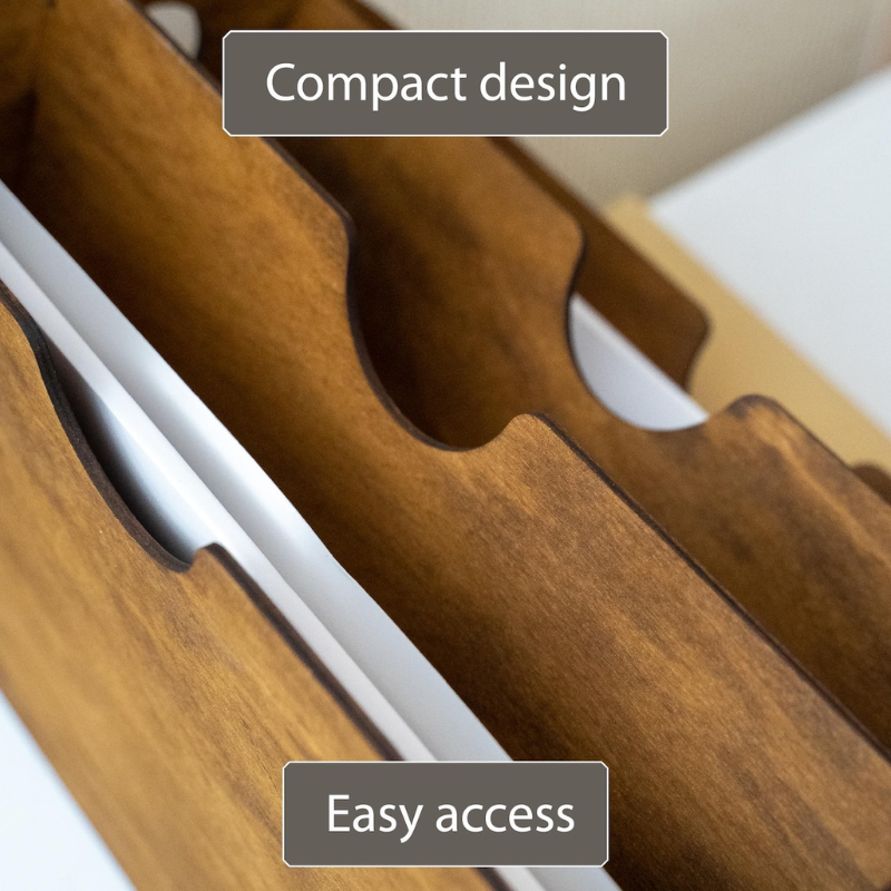 Smart Hub Gear Wooden Desk Organizer for Documents and Office Supplies