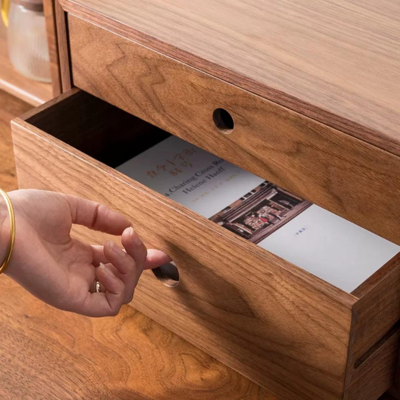 Smart Hub Gear Walnut Desktop Storage Box with Drawers 13.78in