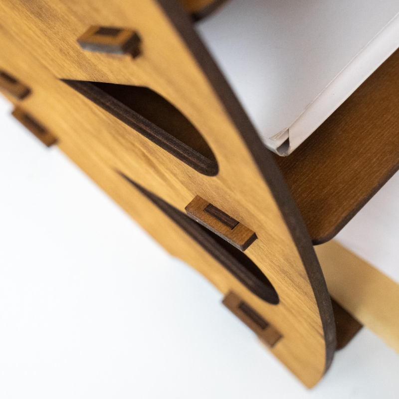 Smart Hub Gear Wooden Desk Organizer for Documents and Office Supplies